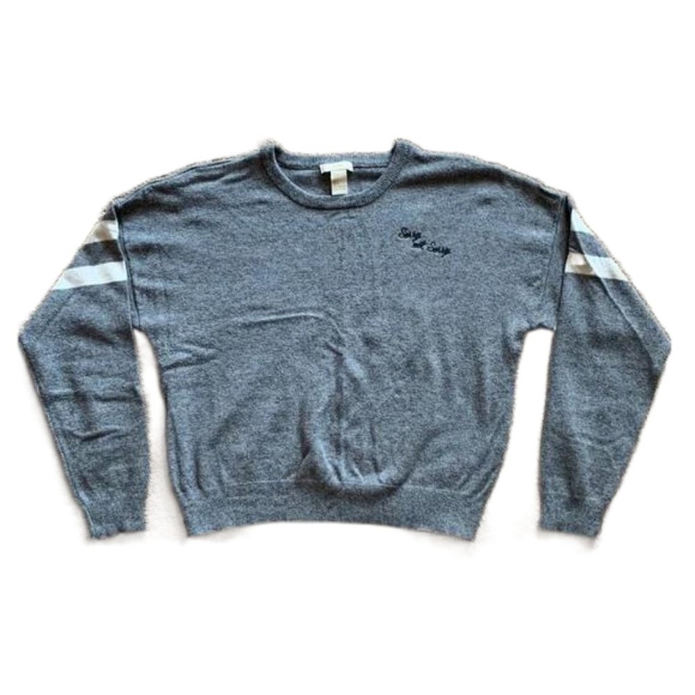 Forever 21 Gray “Sorry Not Sorry” Embroidered Sweater, Size S